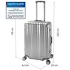 A silver suitcase with dimensions indicated by lines and text. Náhľad obrázku produktu