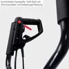 Close-up of a black handle with a red trigger and a red button on a light gray background. Produktbild-Vorschau