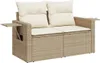 10-tlg. Garten-Sofagarnitur mit Kissen Beige Poly Rattan Produktbild-Vorschau 3