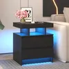 LVSOMT Moderner schwarzer LED Nachttisch mit integrierter Produktbild-Vorschau 3