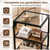 COSTWAY bijzettafel, nachtkastje met 3 niveaus en glazen Productafbeelding-voorbeeld 4