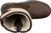 A top-down view of a brown winter boot with a beige wool lining. Anteprima dell’immagine prodotto