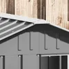 A close-up view of the roof and upper walls of a gray dog house, with a wooden fence in the background. Náhľad obrázku produktu