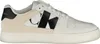 A single white and beige Calvin Klein sneaker is shown from a side-angle on a white background. Podgląd zdjęcia produktu