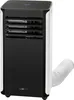 A portable air conditioner with an exhaust hose attached. Voir les images du produit