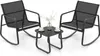 A black rocking chair set with a small table, set against a white background. Podgląd zdjęcia produktu