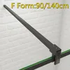 A close-up view of a black metal support bar for a shower enclosure, with a green glass panel visible below. Produktbild-Vorschau