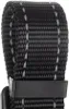 A close-up view of a black dog harness strap with reflective stitching and a black plastic buckle. Produktbild-Vorschau