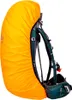 Side view of a green rucksack with an orange rain cover. Produktbild-Vorschau
