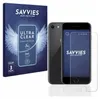 A product shot of a phone screen protector packaging and a phone with a screen protector. Produktbild-Vorschau