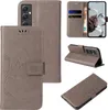 Collage of images showing a flip phone case from different angles, including open, closed, and standing positions. Produktbild-Vorschau