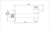 A technical drawing with dimensions of a wall-mounted faucet. Produktbild-Vorschau