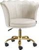 A cream-colored velvet office chair with a gold base and wheels, shown against a white background. Náhled obrázku produktu