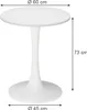 A white tulip-style table with dimensions indicated by measurement lines and text. Anteprima dell’immagine prodotto