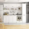 A clean, modern kitchen with white cabinets, a sink, a stove, and a refrigerator. Voir les images du produit