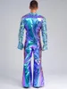 Herren Disco Kostüm Metallic Jumpsuit Gr M 70er Jahre Produktbild-Vorschau 3