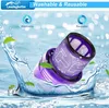 A vacuum cleaner filter is shown being splashed with water, with leaves floating around it. Produktbild-Vorschau