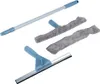 A set of window cleaning tools, including an extendable pole, a squeegee, and two microfiber cleaning pads, laid out against a white background. Podgląd zdjęcia produktu