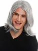 WIG ME UP Perücke Herren lang grau Mittelscheitel gewellt Produktbild-Vorschau 1