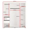 Kleiderschrank zum Schlafzimmer für Kleidung mit Spiegel, Höhe: 200cm, Breite: 180 cm, Weiß Produktbild-Vorschau