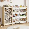 Spielzeug-Organizer 2-in-1, 12 Behälter, Kiefernholz, 120x28x80 cm Productafbeelding-voorbeeld