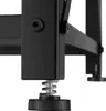 A close-up view of the adjustable foot of a black metal shelf unit. Náhled obrázku produktu