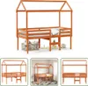 The Living Store Hochbett mit Dach Wachsbraun 90x200 cm Produktbild-Vorschau 1