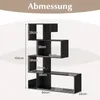 A diagram showing the dimensions of a black S-shaped bookshelf. Podgląd zdjęcia produktu