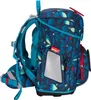 A side view of a blue backpack with a floral and star pattern. Anteprima dell’immagine prodotto