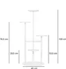 A white, multi-tiered plant stand with dimensions indicated by measurement lines and text. Anteprima dell’immagine prodotto