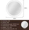 A round LED mirror with dimensions and specifications listed below. Anteprima dell’immagine prodotto