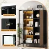 Merax vitrinekast met LED-verlichting, moderne vintage kast Productafbeelding-voorbeeld 6