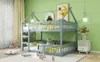 A child's bedroom with a gray bunk bed, toys, and decor. Produktbild-Vorschau