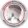 A graphic overlay on a person's head showing hair fading lines. Podgląd zdjęcia produktu