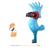 An inflatable parrot costume and its accessories are displayed against a white background. Produktbild-Vorschau