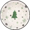 A top-down view of a Christmas-themed bowl with a tree and snowflakes. Podgląd zdjęcia produktu