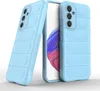 Two light blue phone cases are shown, one is on a phone. Produktbild-Vorschau