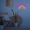A cozy corner with a chair, plants, and a neon rainbow light. Produktbild-Vorschau