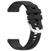 A black silicone watch strap with a silver buckle, shown against a white background. Produktbild-Vorschau