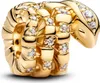 A close-up, studio shot of a gold snake-shaped charm with clear stones. Produktbild-Vorschau