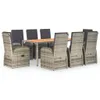 vidaXL 9 tlg. Garten Essgruppe mit Kissen Grau Poly Rattan Produktbild-Vorschau 3