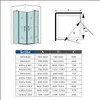 A diagram and a table showing dimensions for a shower enclosure. Produktbild-Vorschau