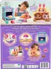 A girl playing with a toy oven and toy animals, with instructions on how to use the toy. Podgląd zdjęcia produktu