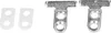 Two white plastic mounting brackets and two silver metal mounting brackets are arranged on a white background. Produktbild-Vorschau
