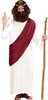 A man dressed as Jesus, holding a staff and raising his hand. Produktbild-Vorschau