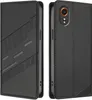 Two views of a black flip-style phone case. Produktbild-Vorschau