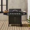 Barbecue a gas a 6 bruciatori con fuoco laterale, Nero Anteprima dell’immagine prodotto 5