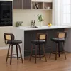 Set di 3 sgabelli da bar girevoli, con schienale in rattan, Anteprima dell’immagine prodotto 2