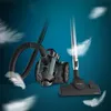 A vacuum cleaner is shown with feathers floating around it against a blue background. Náhled obrázku produktu