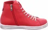 A studio shot of a single red high-top sneaker. Voir les images du produit